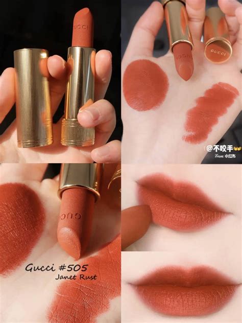 rossetto gucci|505 Janet Rust, Rouge à Lèvres Satin Lipstick .